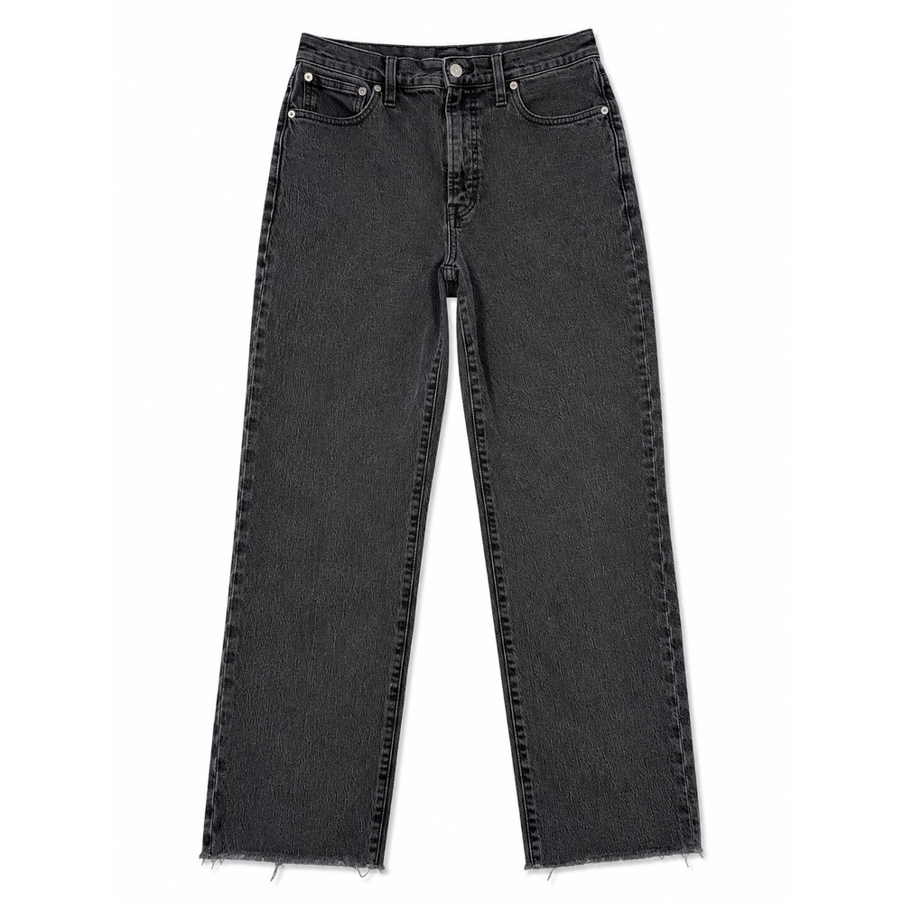 Madewell The Perfect Vintage Straight Jean Faded Black Raw Hem 28